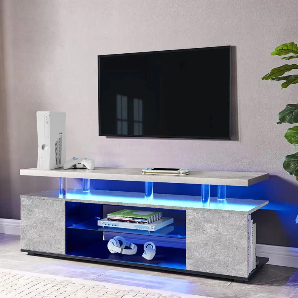 Gaming Console Entertainment Center - ชั้นวางทีวีสำหรับทีวีขนาด 70 นิ้ว LED สำหรับเล่นเกมส์ ศูนย์รวมความบันเทิง