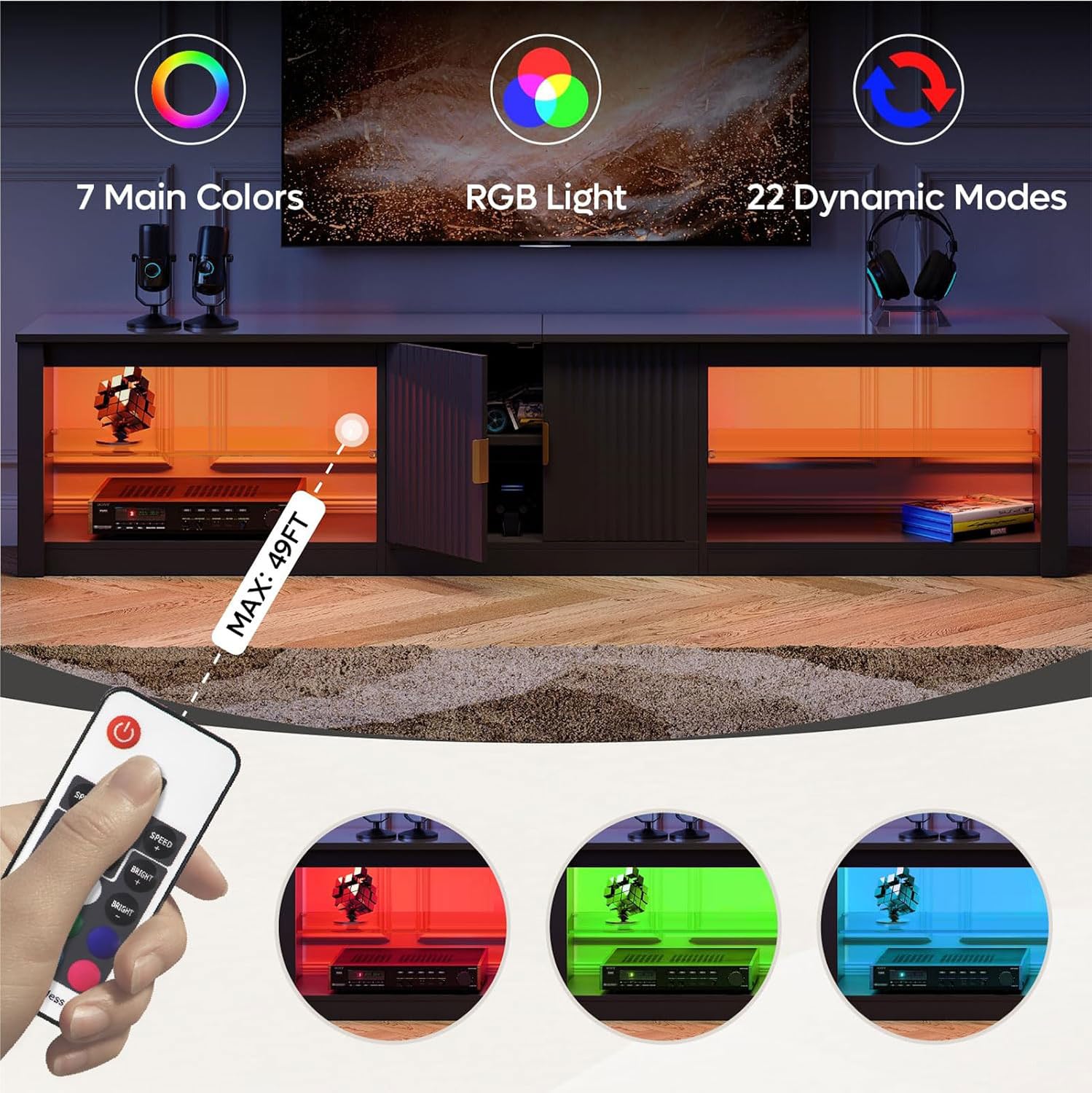 Gaming Console Entertainment Center - ขาตั้งทีวีขนาด 80 นิ้ว สำหรับทีวีขนาด 75-90 นิ้ว