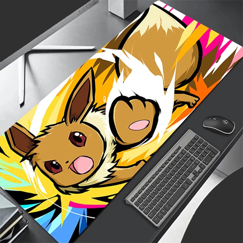 Pad Gaming Console - P-Pokemon Eevee Anime Gaming Mouse Pad,แผ่นรองเม้าส์แบบขยายได้,แผ่นรองคีย์บอร์ดสำหรับแล็ปท็อปพีซี