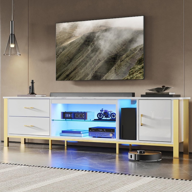 Gaming Console Entertainment Center - ขาตั้งทีวี Bestier สำหรับทีวีขนาด 75/80/85 นิ้ว, ศูนย์รวมความบันเทิงสำหรับเล่นเกม
