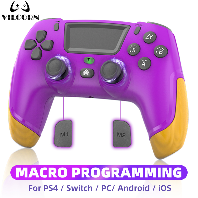 Gaming Console Windows - คอนโทรลเลอร์เกมไร้สายสำหรับพีซีพร้อมเกมแพดที่ตั้งโปรแกรมมาโครได้สำหรับคอนโซล PS4/PS3 โทรศัพท์มือถือแอนดรอยด์จอยสติ๊กเกมสตีม