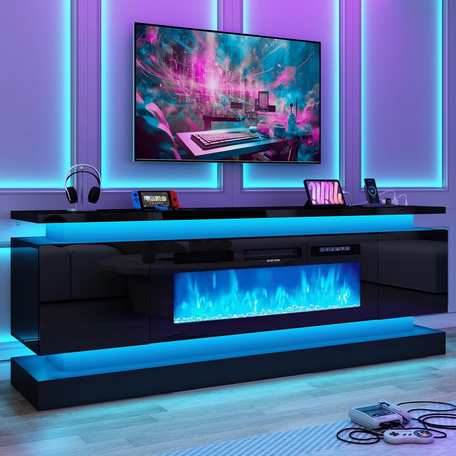 Gaming Console Tv Stand - ขาตั้งทีวี LED 71 นิ้ว พร้อมเตาผิงขนาด 40