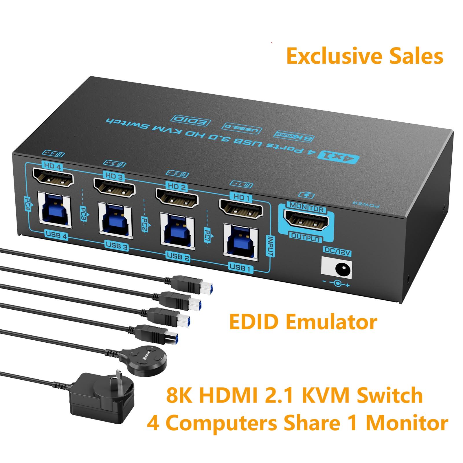 Gaming Console With Phone - สวิตช์ KVM HDMI 8K/4K 4 พอร์ต