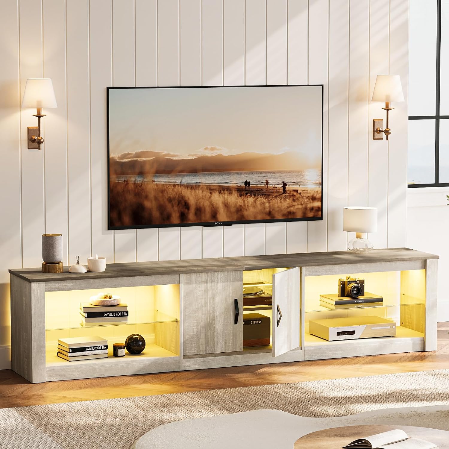 ขาตั้งทีวีขนาด 80 นิ้วสำหรับที - Gaming Console Entertainment Center บทวิจารณ์และราคา