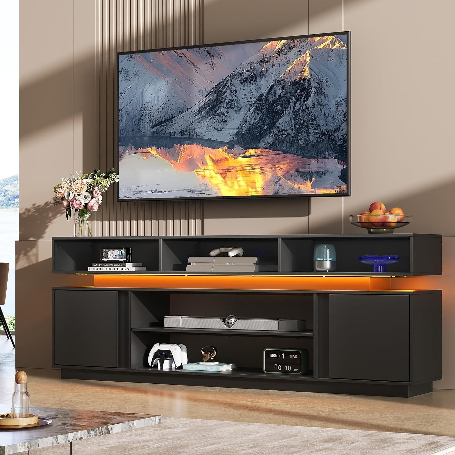ชั้นวางทีวีทันสมัยสำหรับทีวีขน - Gaming Console Entertainment Center บทวิจารณ์และราคา