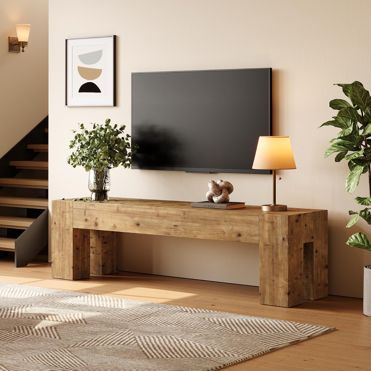 ชั้นวางทีวีไม้เนื้อแข็ง 63 นิ้ - Gaming Console Entertainment Center บทวิจารณ์และราคา
