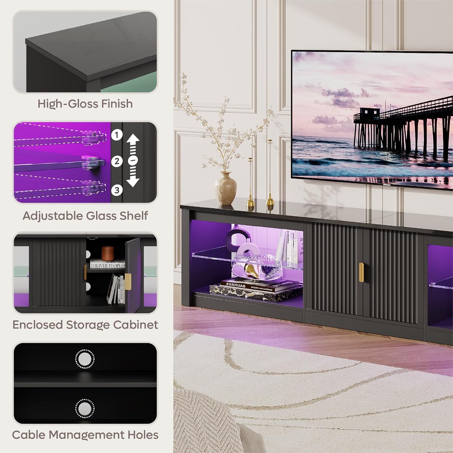 ขาตั้งทีวีขนาด 80 นิ้ว สำหรับท - Gaming Console Entertainment Center บทวิจารณ์และราคา