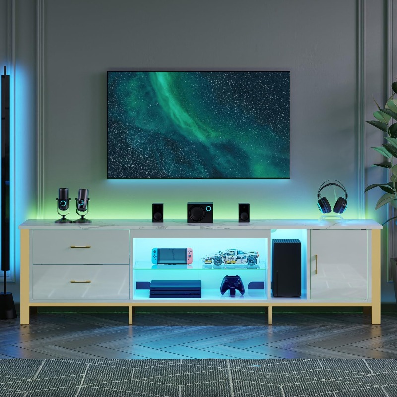 ขาตั้งทีวี Bestier สำหรับทีวีข - Gaming Console Entertainment Center บทวิจารณ์และราคา