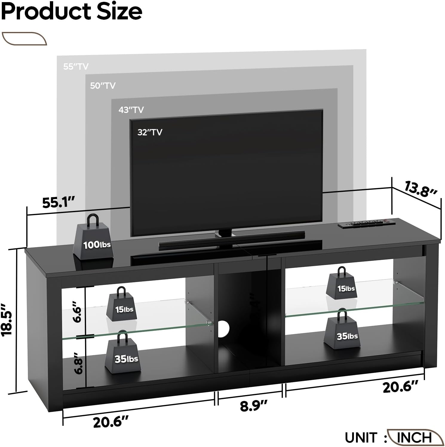 ขาตั้งทีวี LED สำหรับทีวีขนาด  - Gaming Console Entertainment Center บทวิจารณ์และราคา