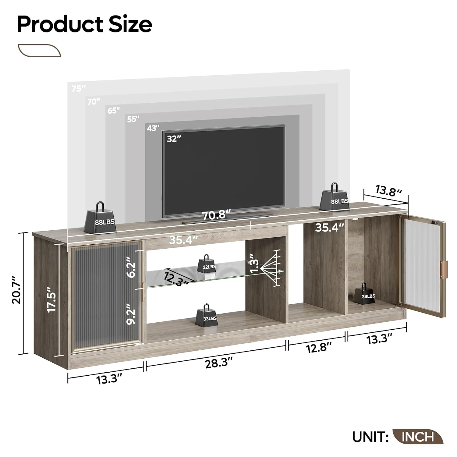 ขาตั้งทีวีสีเทาขนาด 70 นิ้วสำห - Gaming Console Entertainment Center บทวิจารณ์และราคา