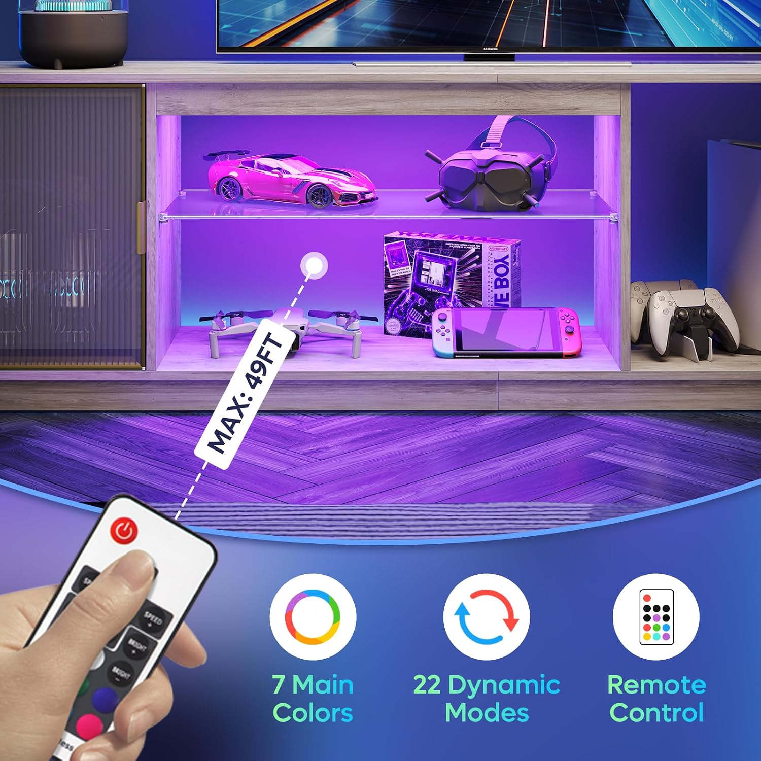 ขาตั้งทีวีสีเทาขนาด 70 นิ้วสำห - Gaming Console Entertainment Center บทวิจารณ์และราคา